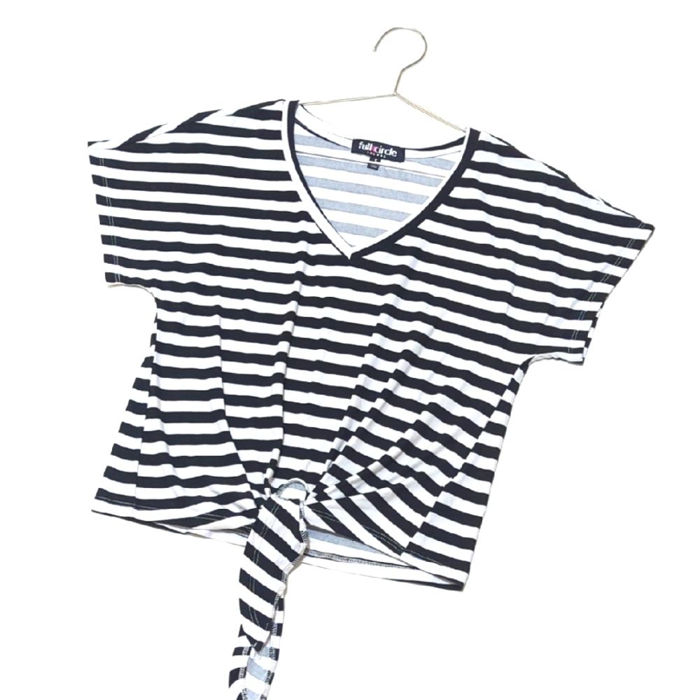 Full Circle | V Neck | Striped | Crop Top | Tie Waist | Soft | Chic | Trendy |